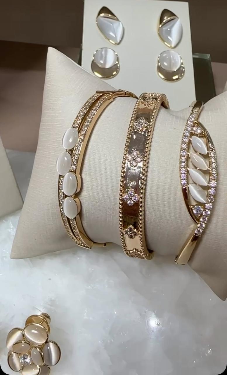 PULSEIRA BRACELETE OLHO DE GATO COM ZIRCONIA
