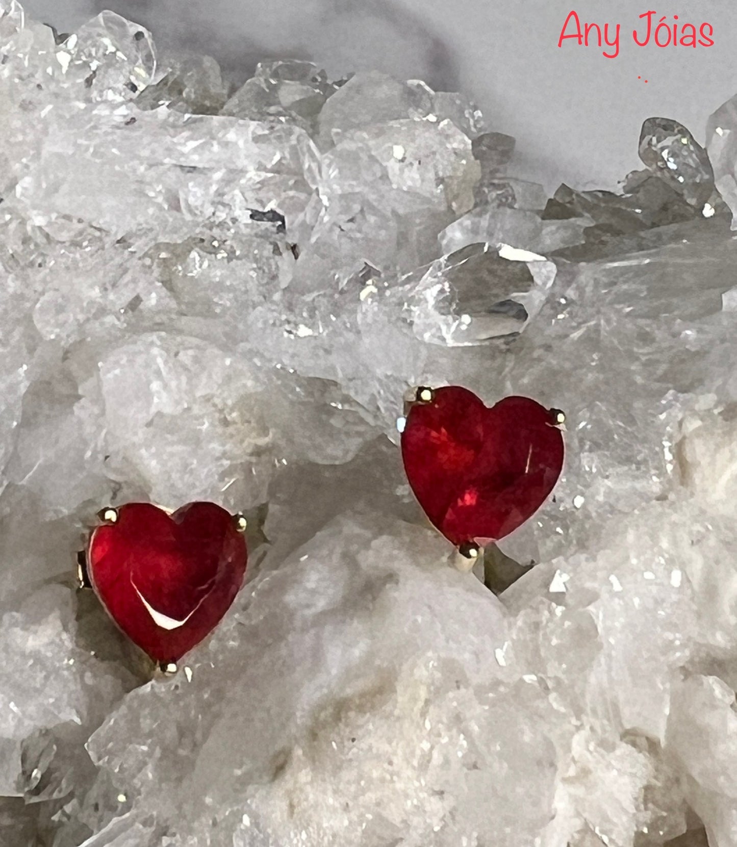 Brinco Fusion Turmalina Light Rubi Coração