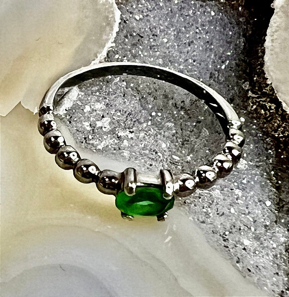 Anel Solitário Zircônia Verde