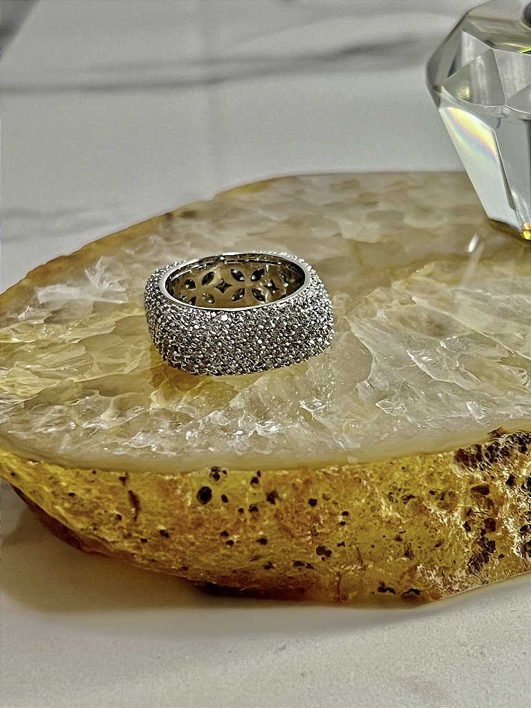 Anel Aliança Quadrado Zircônia Branca