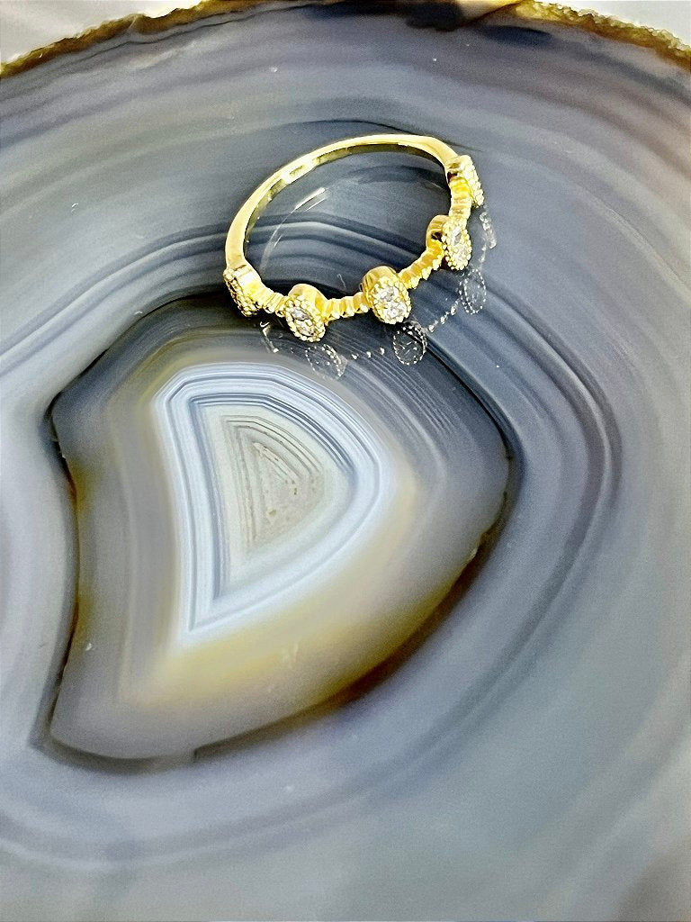 Anel Banho Ouro 18k Zircônia