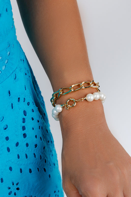 Pulseira Elos Longos Fecho Boia 20cm