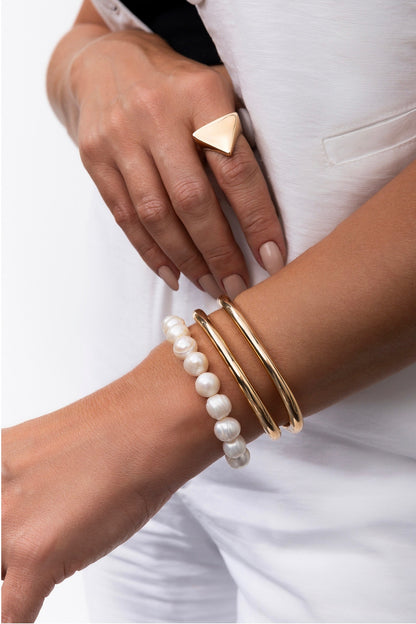 Pulseira Bracelete Liso Polido Banho Ouro 18k