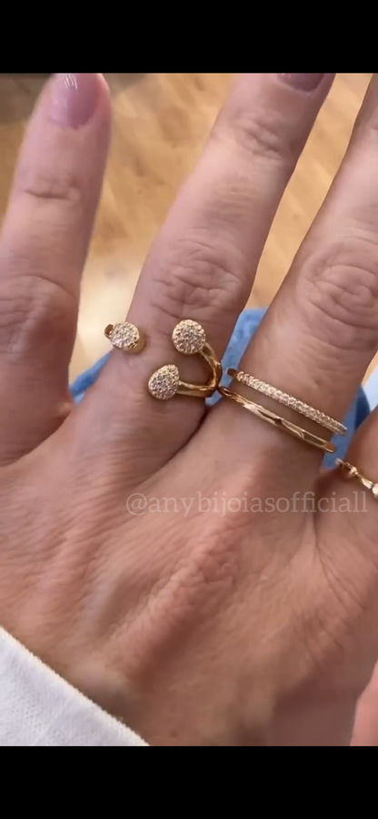 ANEL TRÊS PONTAS ZIRCONIA