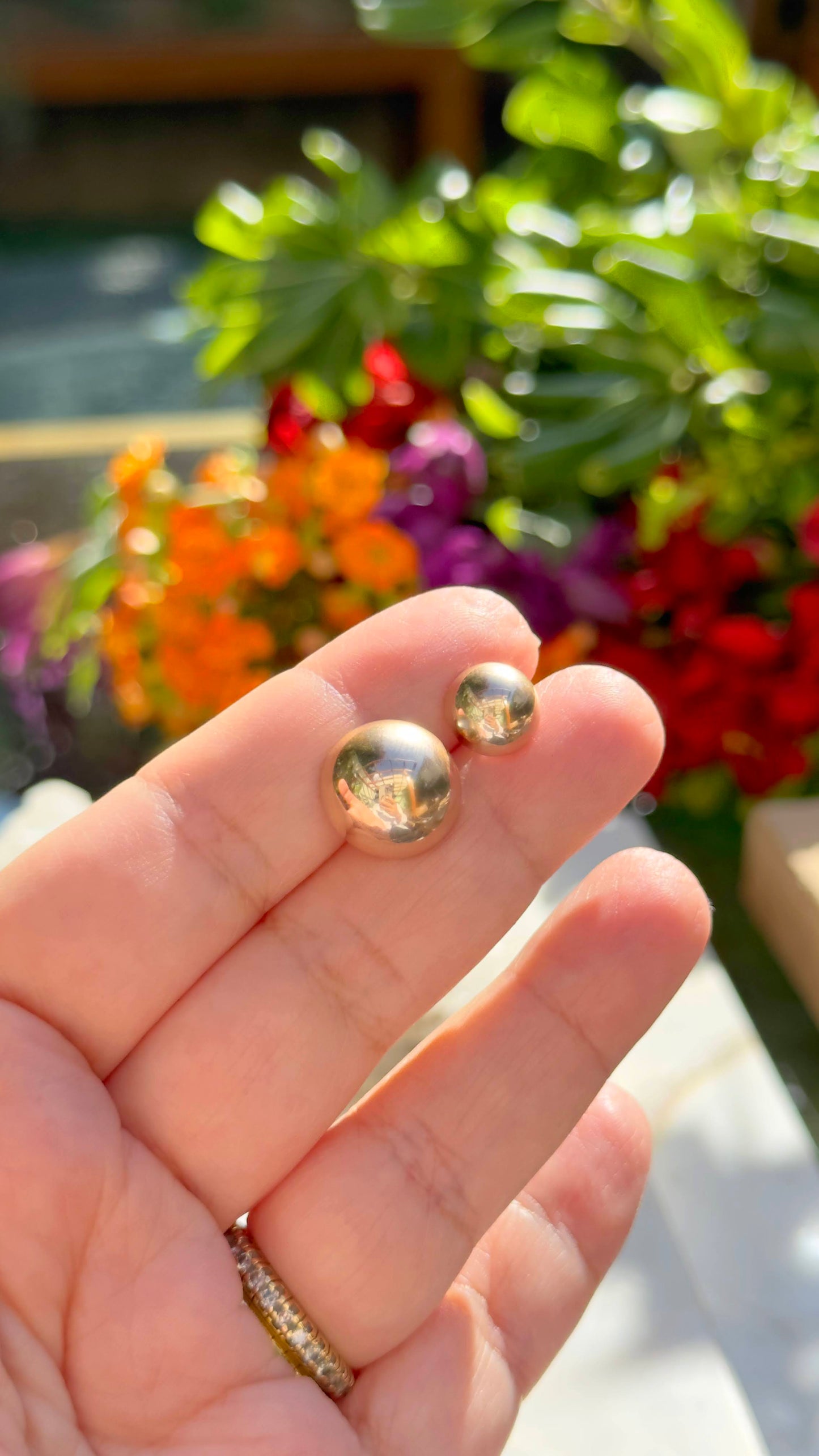 Kit Brincos Bola Meia Lua com 2 Pares - 10mm-14mm-Banho de Ouro 18K