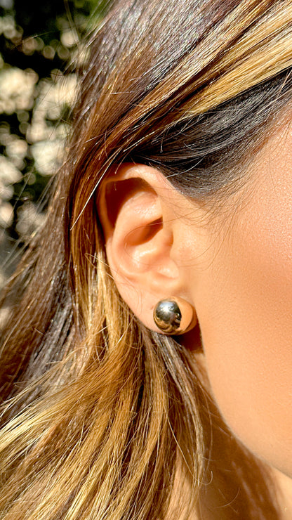 Kit Brincos Bola Meia Lua com 2 Pares - 10mm-14mm-Banho de Ouro 18K