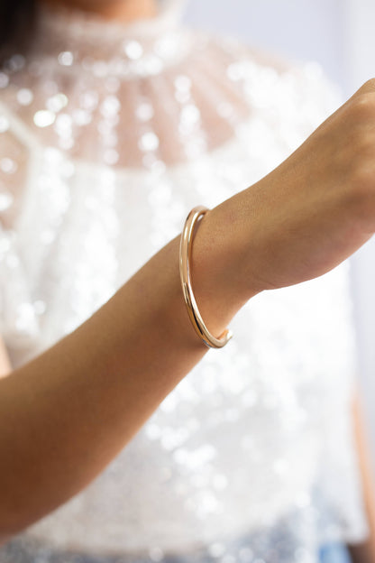 Pulseira Bracelete Liso Aro 5mm Banho de Ouro 18K