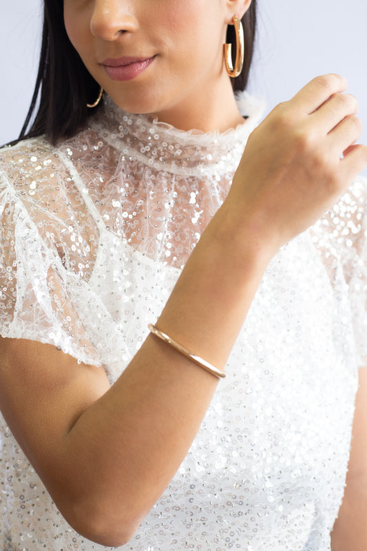 Pulseira Bracelete Liso Aro 5mm Banho de Ouro 18K