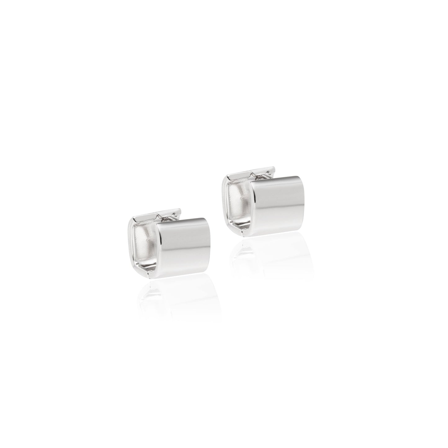 Brinco Liso Argola Quadrada Banho de Ródio Branco