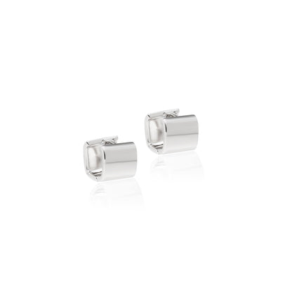 Brinco Liso Argola Quadrada Banho de Ródio Branco
