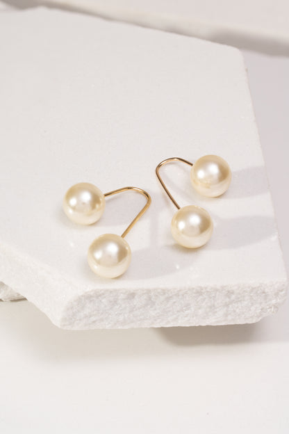 Brinco Ear Jacket Pérola Coreana Tarraxa de Rosquear Banho de Ouro 18K