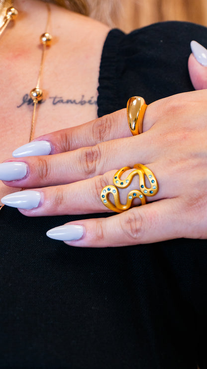 Anel Liso Bastão Banho de Ouro 18K