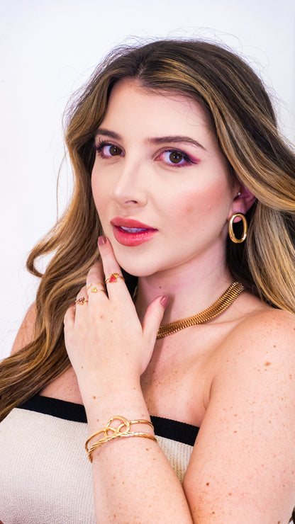 Brinco Elo Redondo 5mm Banho de Ouro 18K