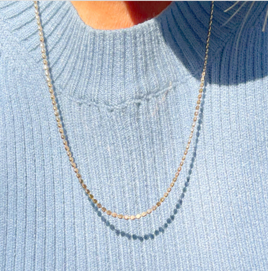 Colar Liso Chapinha Longo Banho de Ouro 18K