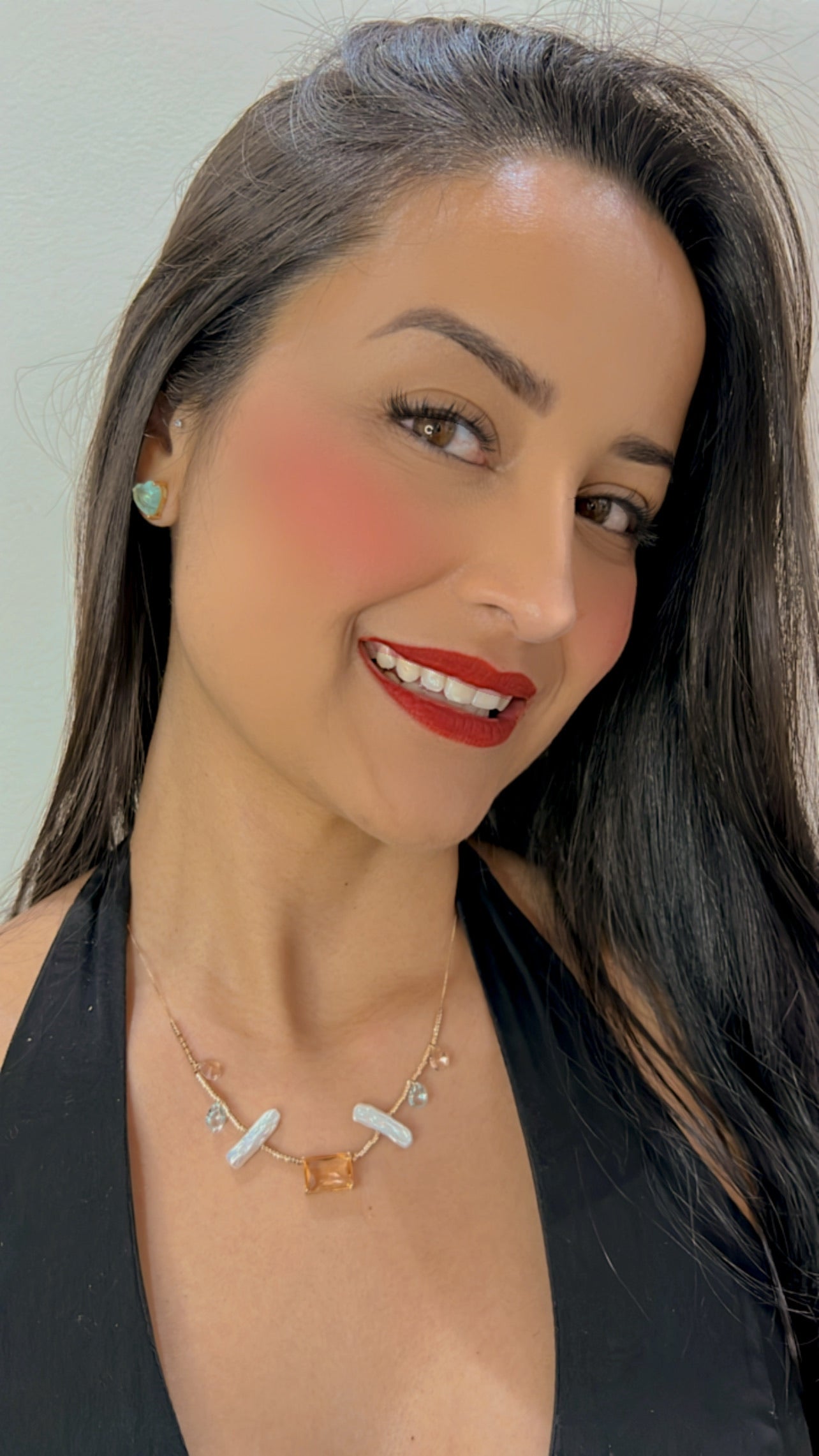 Brinco Fusion Turmalina Light Azul Coração