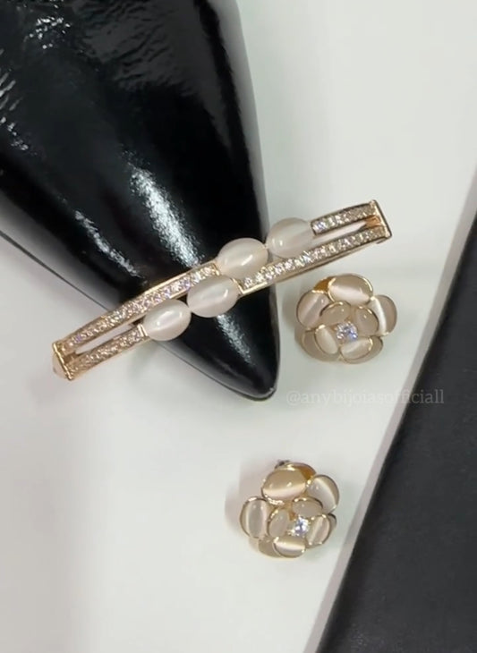 PULSEIRA BRACELETE OLHO DE GATO COM ZIRCONIA