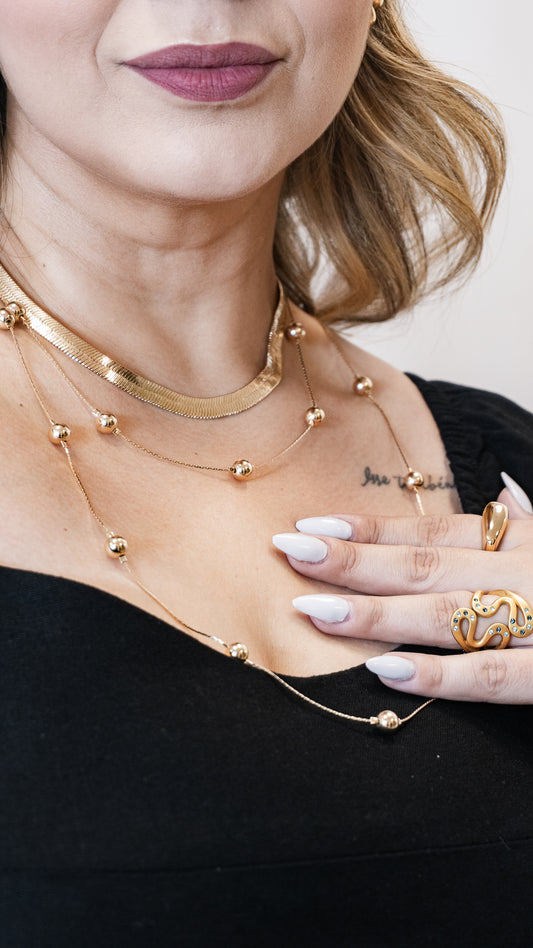 Colar Liso Laminado 8 mm 40cm Banho de Ouro 18K