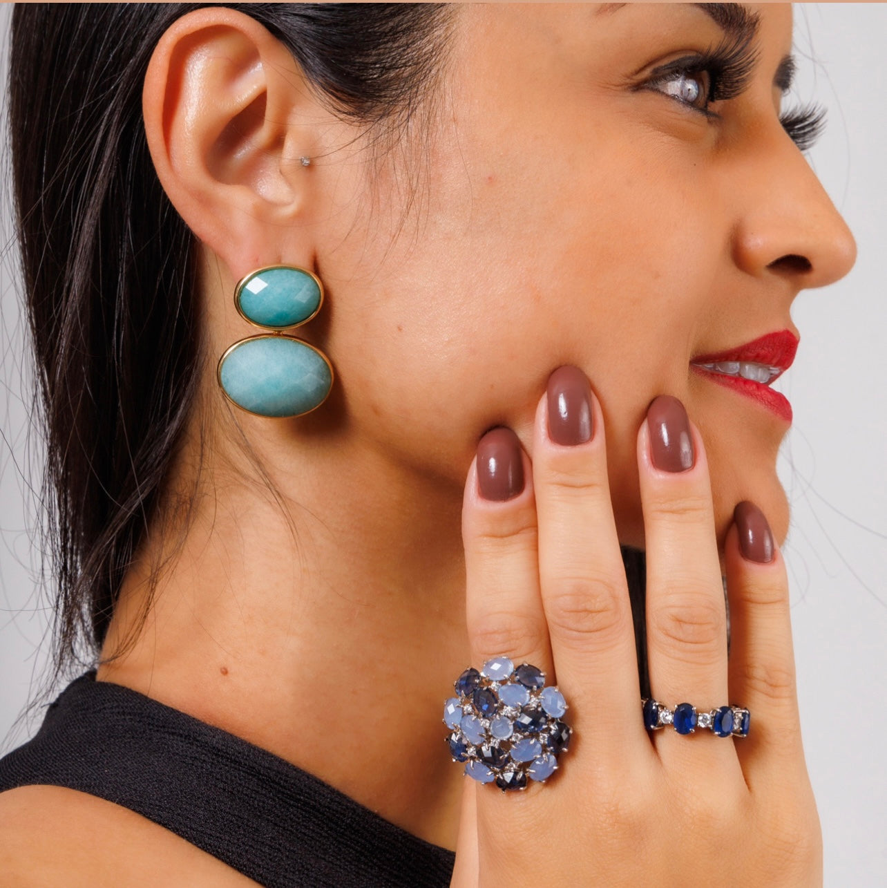 Anel Arvore Zircônia Azul