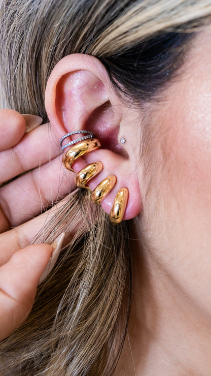 Brinco Ear Cuff Liso Garras Banho Ouro 18K