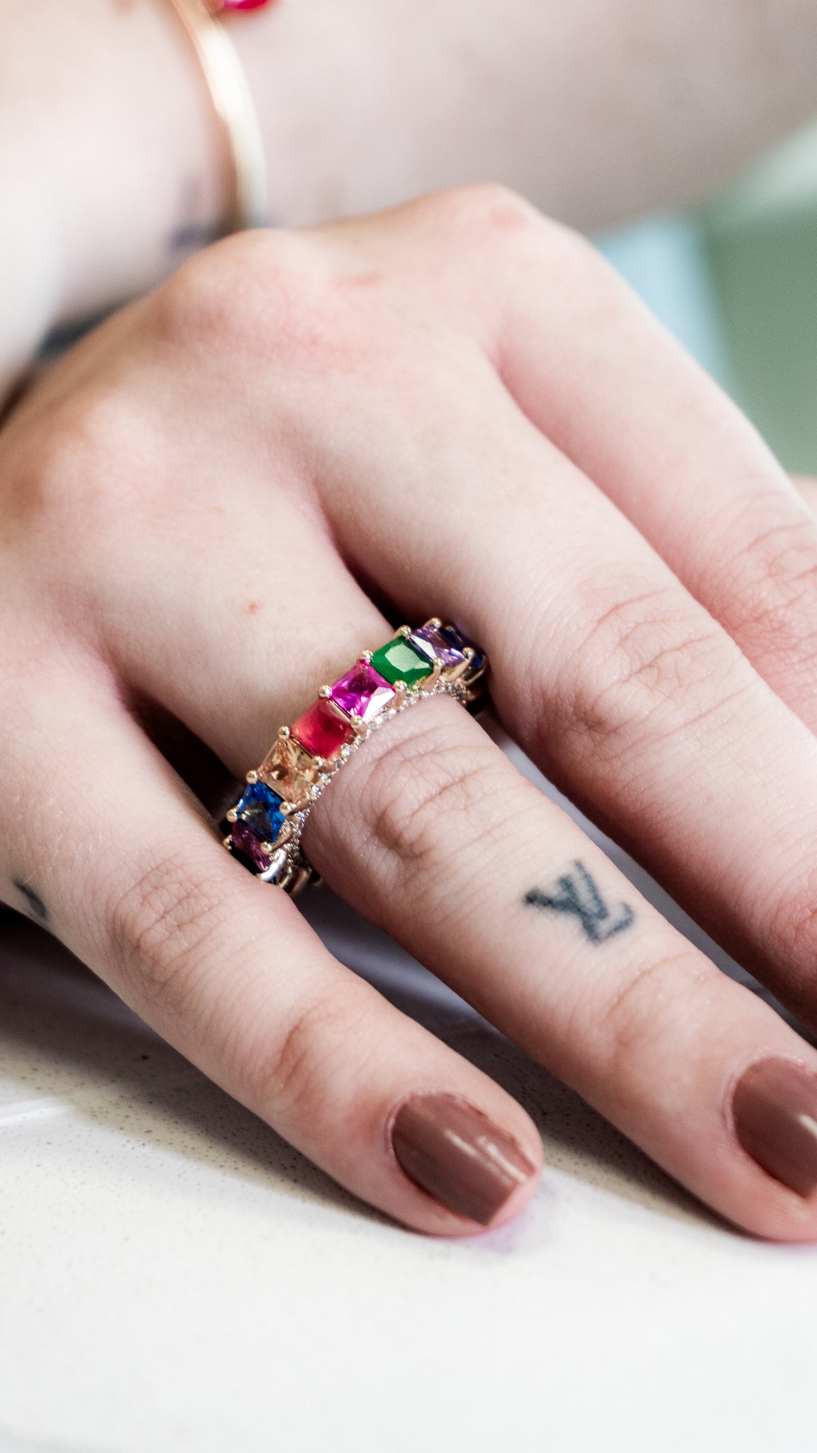 Anel Topázio Fumê Cristal Rubi Banho Ouro 18k