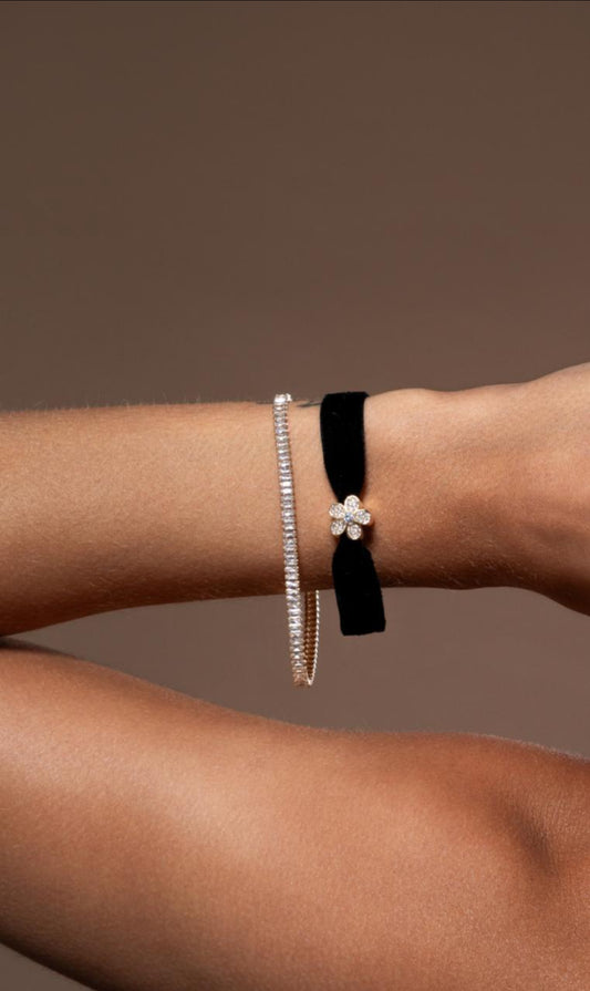 PULSEIRA VELUDO FLOR ZIRCONIA