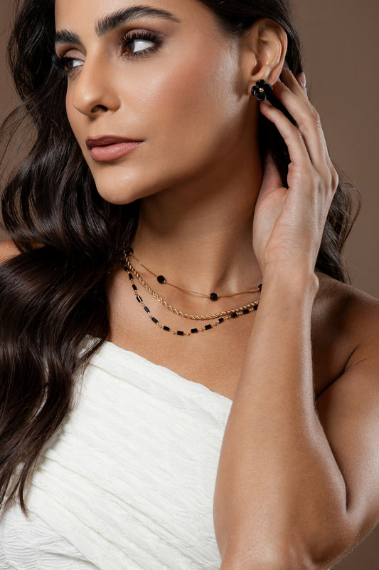 COLAR CRISTAL PRETO 45CM