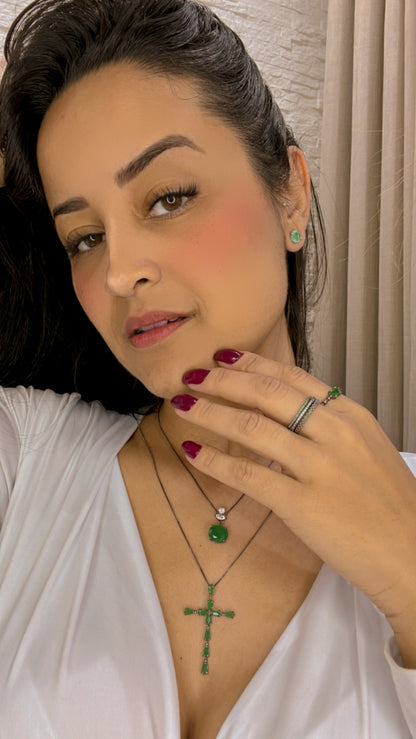 Anel Aliança Zircônia Verde