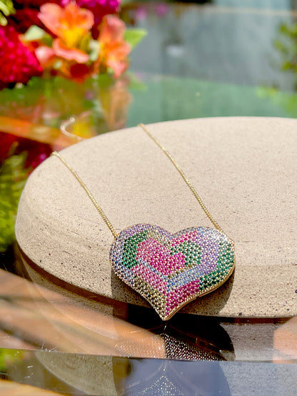 Colar Coração Zircônia Colorida