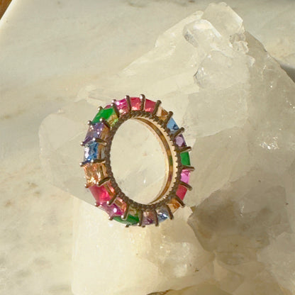 Anel Topázio Fumê Cristal Rubi Banho Ouro 18k