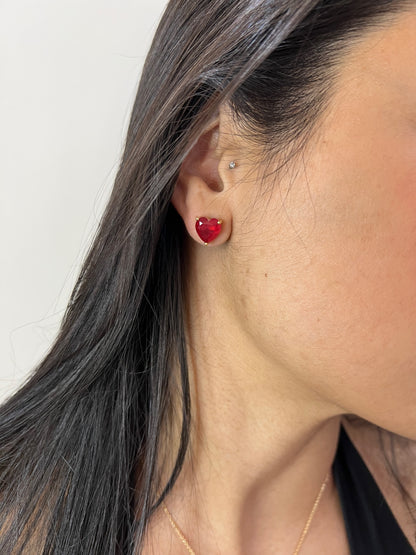 Brinco Fusion Turmalina Light Rubi Coração