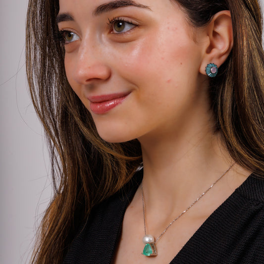 Brinco Zircônia Rosa Azul