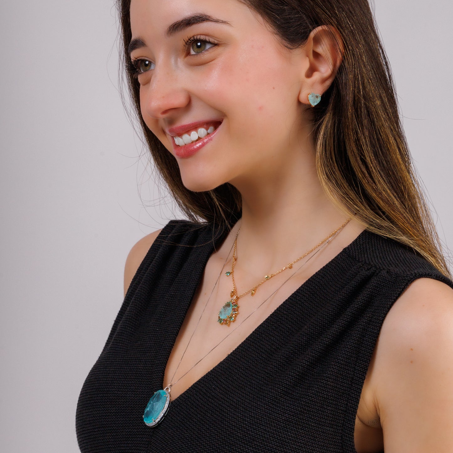 Colar Fusion Turmalina Light Zircônia Azul Claro