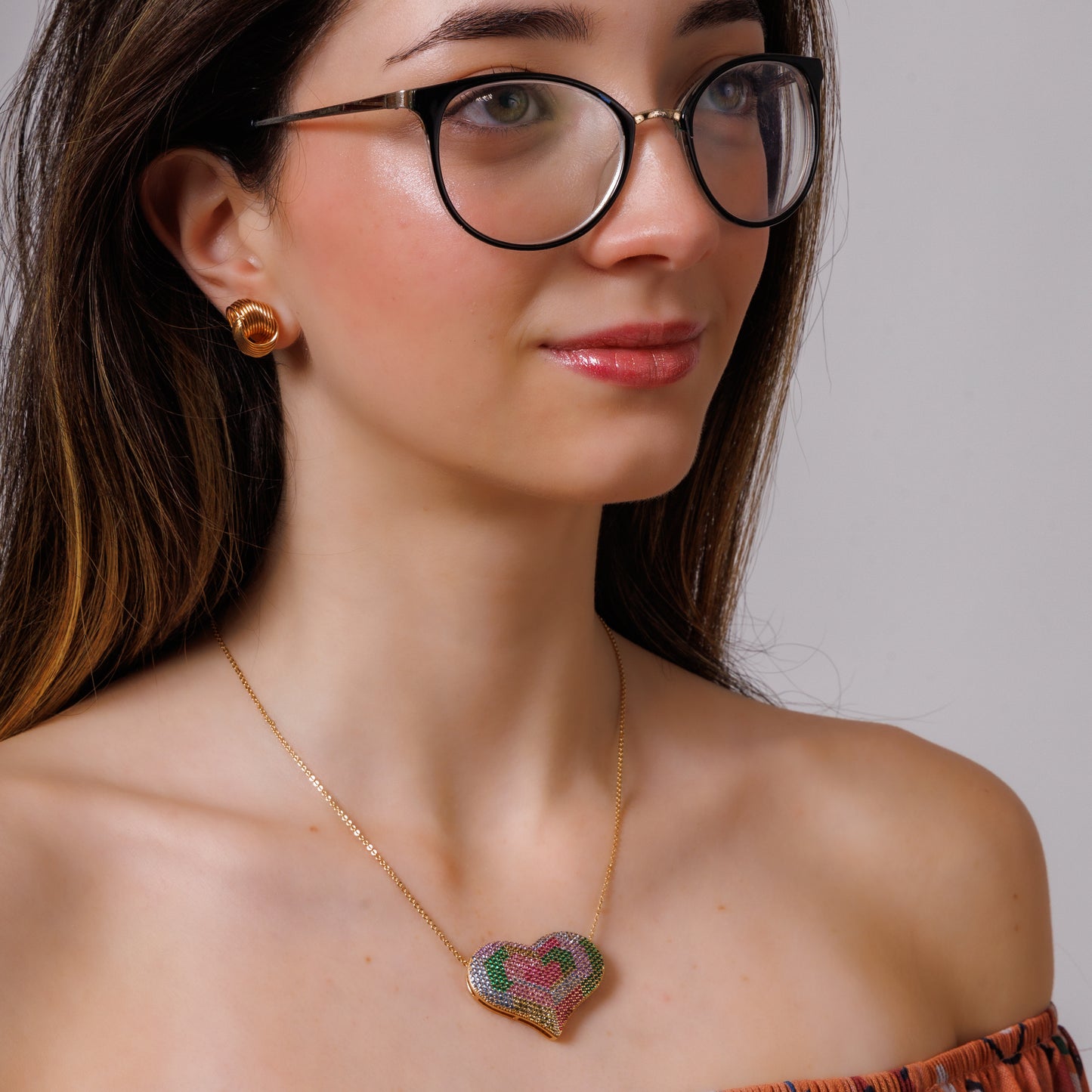 Colar Coração Zircônia Colorida