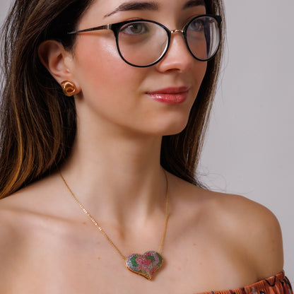 Colar Coração Zircônia Colorida