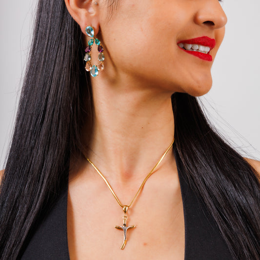 Brinco Festa Gota Zircônias Coloridas