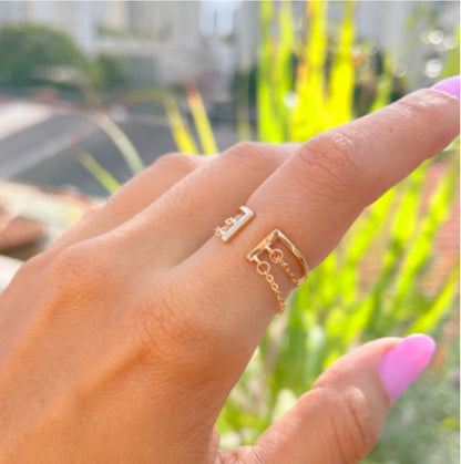 Anel Liso Corrente Banho de Ouro 18K