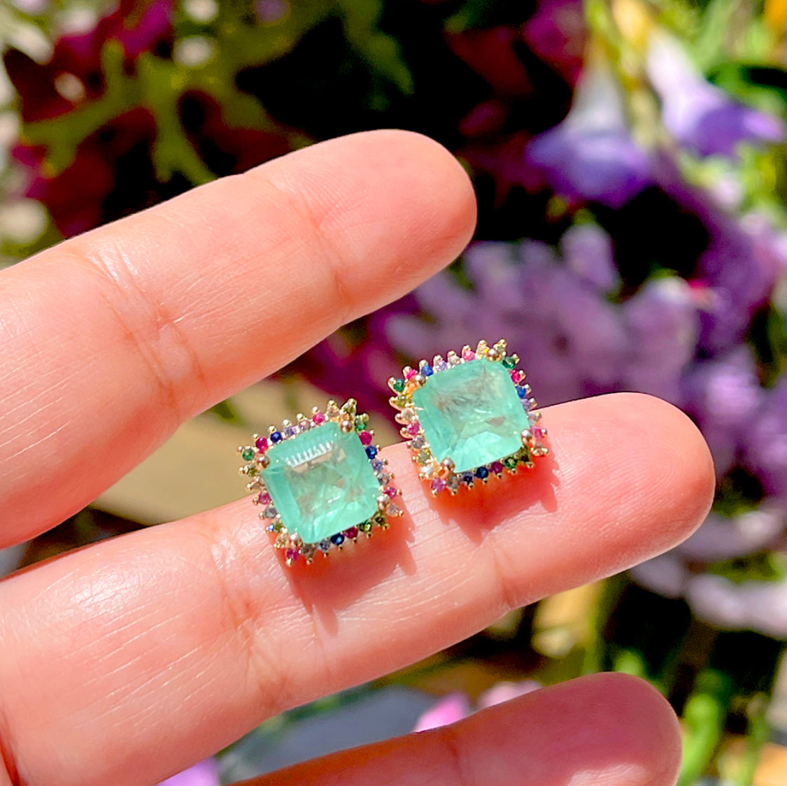 Brinco Solitário Turmalina Fusion