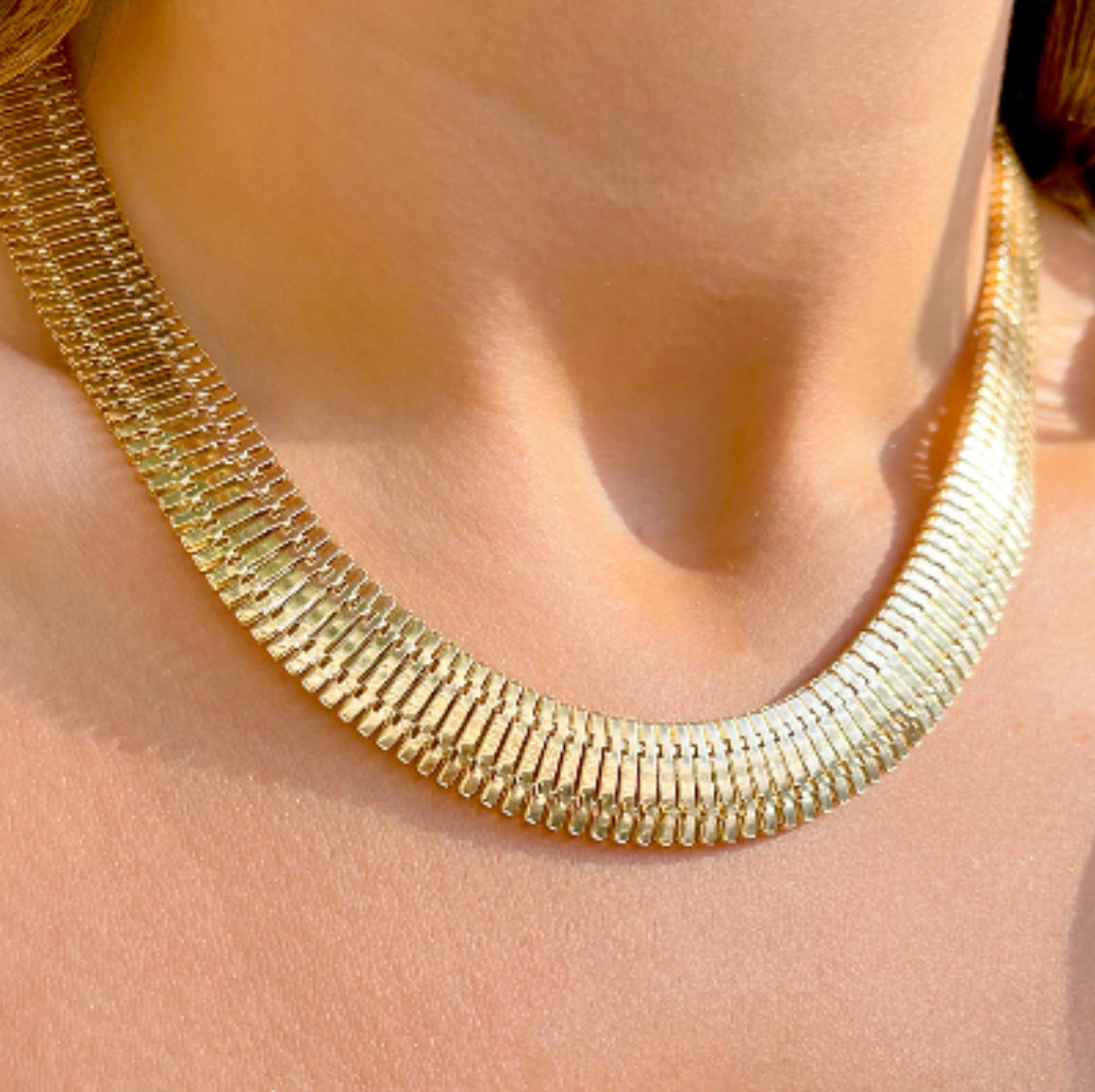 Colar Ponte Liso 14mm 50cm Banho Ouro 18k