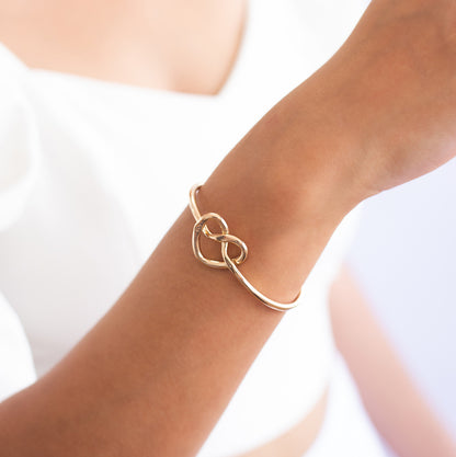 Pulseira Bracelete Liso Coração Banho Ouro 18K