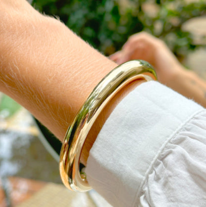 Pulseira Bracelete Liso Tubular 10mm Banho de Ouro 18k