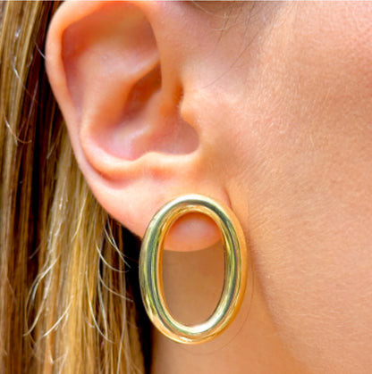 Brinco Elo Redondo 5mm Banho de Ouro 18K