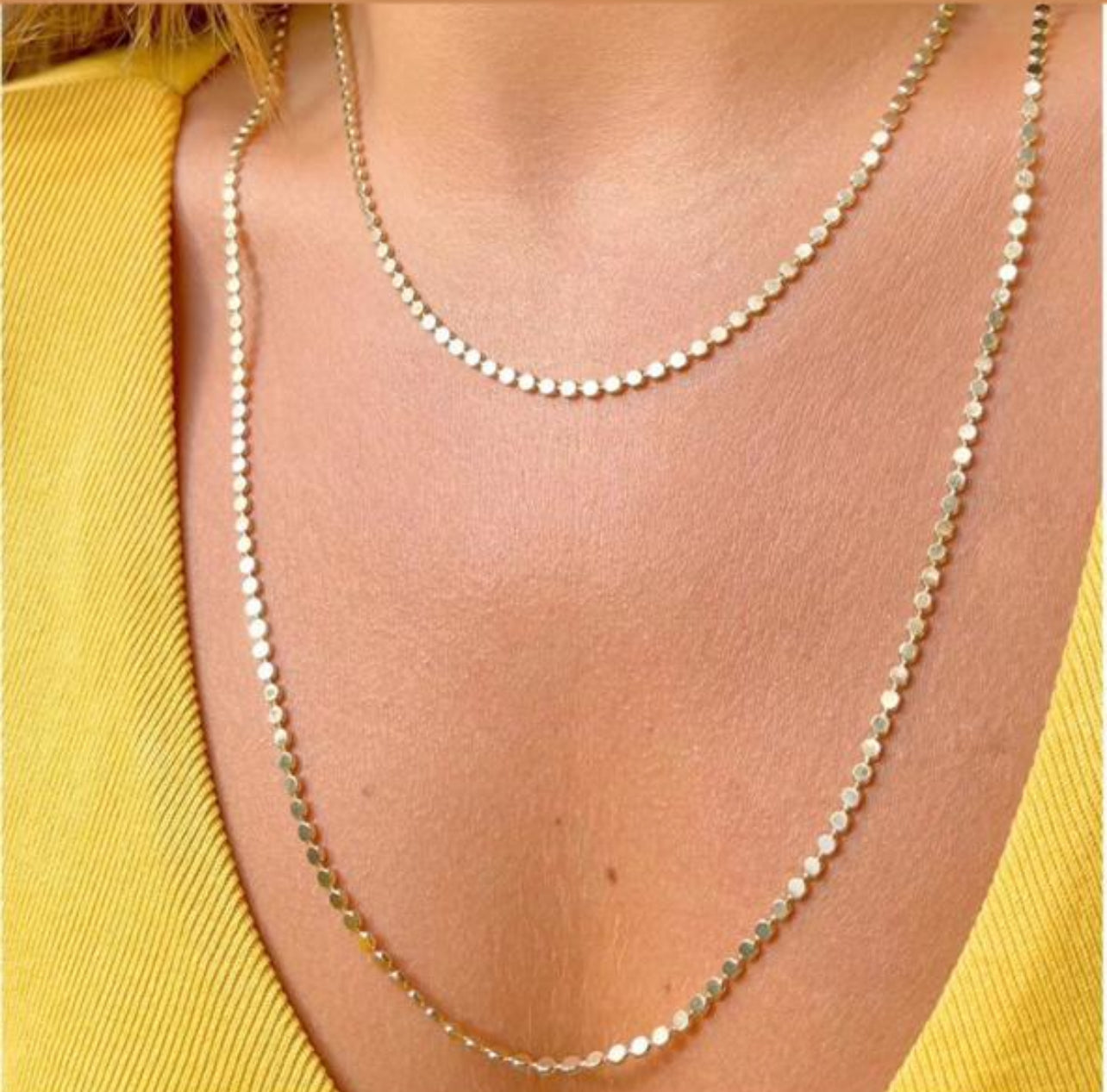 Colar Liso Chapinha Longo Banho de Ouro 18K