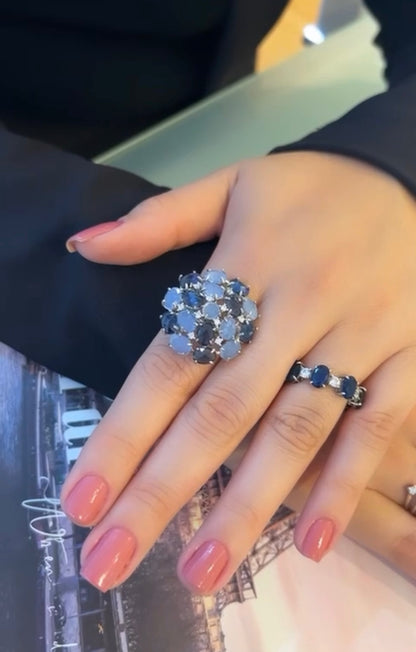 Anel Arvore Zircônia Azul