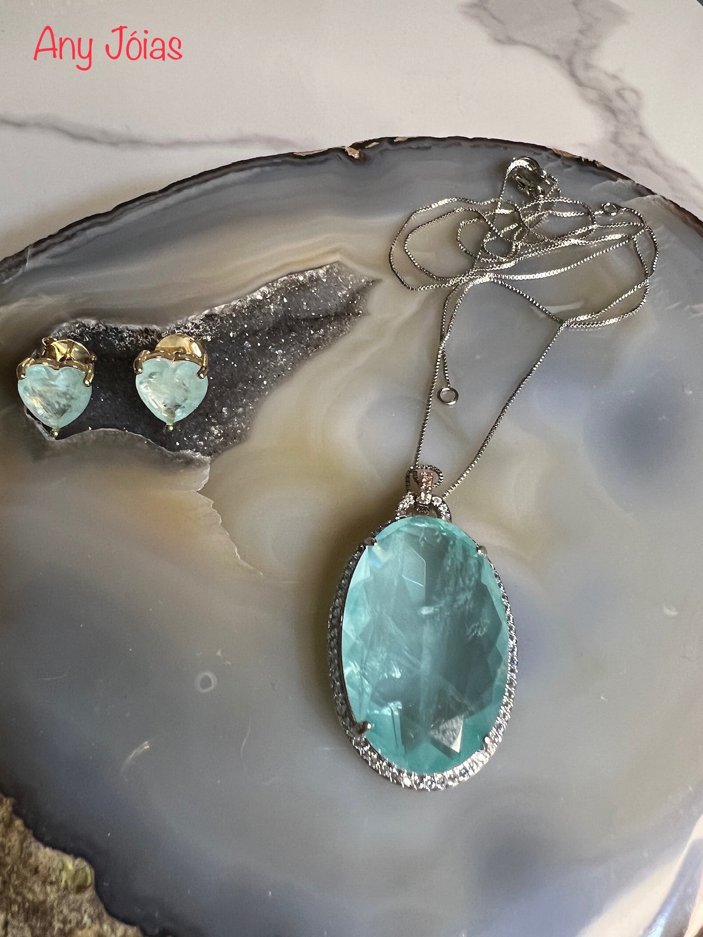 Colar Fusion Turmalina Light Zircônia Azul Claro