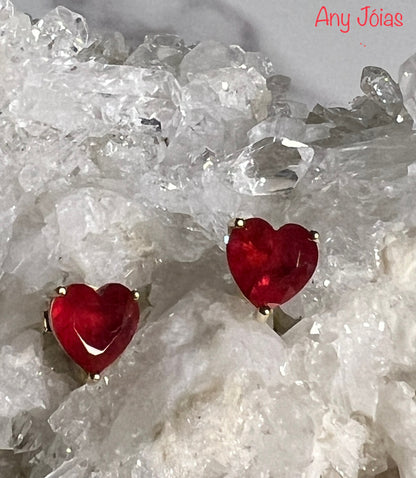 Brinco Fusion Turmalina Light Rubi Coração