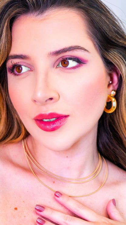 Colar Corda de Violão Lisa Banho de Ouro 18K