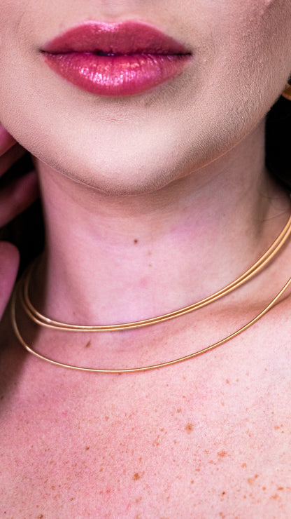 Colar Corda de Violão Lisa Banho de Ouro 18K