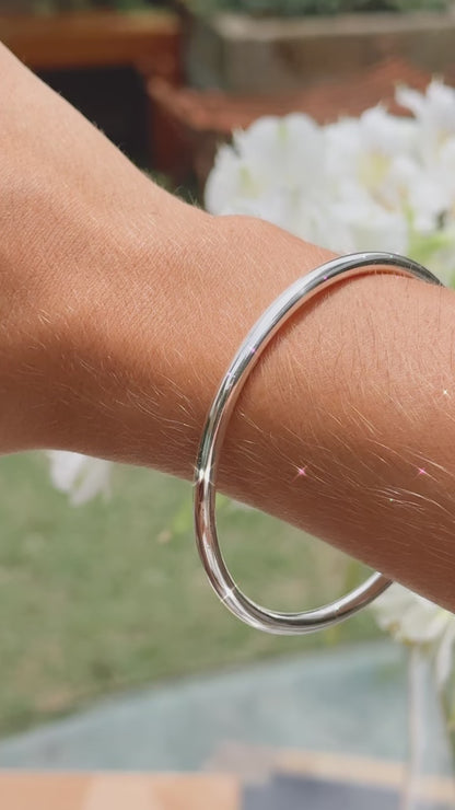 Pulseira Bracelete Liso Aro Fino Banho Prata