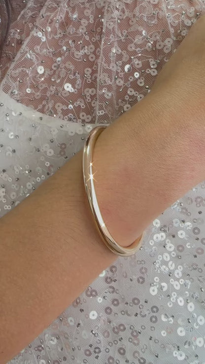 Pulseira Bracelete Liso Aro 5mm Banho de Ouro 18K