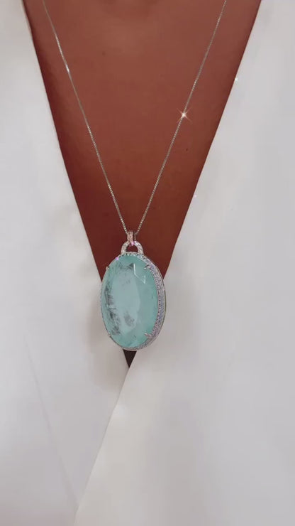 Colar Fusion Turmalina Light Zircônia Azul Claro